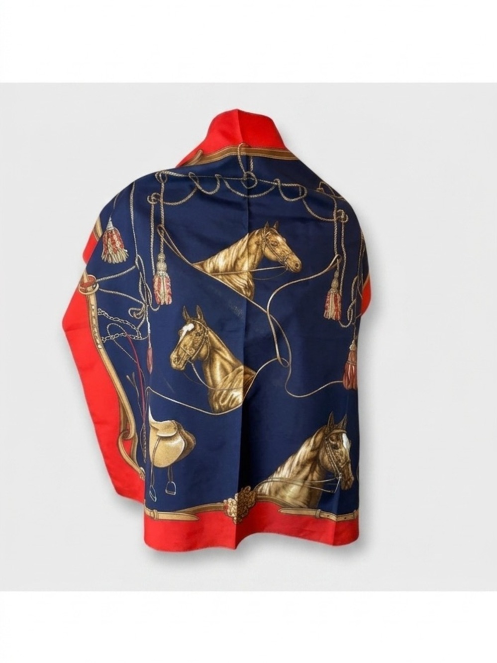 Vintage Italian Polyester Equestrian Print Scarf Horse Pattern Accessory